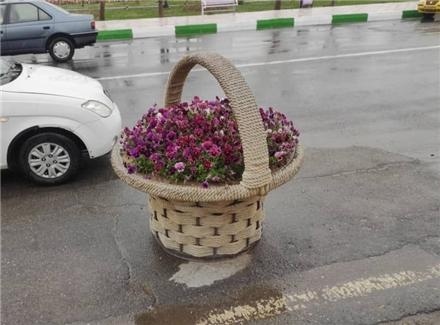 گلدان فایبرگلاس طرح سبد